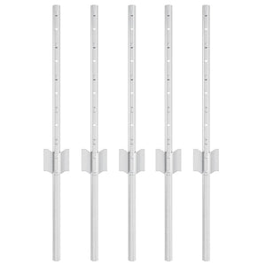 Zaunpfosten Silber 40 cm Stahl, 5er-Set