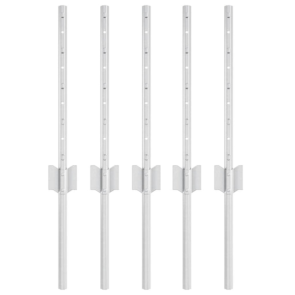 Zaunpfosten Silber 40 cm Stahl, 5er-Set