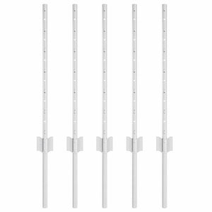 Stahl Zaunpfosten Silber 60cm, 5er Set