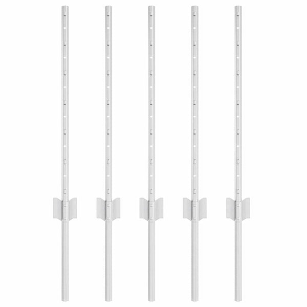 Stahl Zaunpfosten Silber 60cm, 5er Set