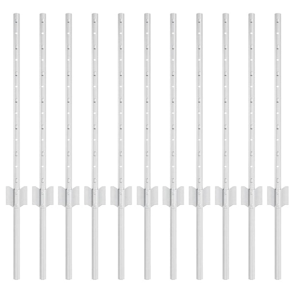 Stahl Zaunpfosten Silber 60cm, 11er Set