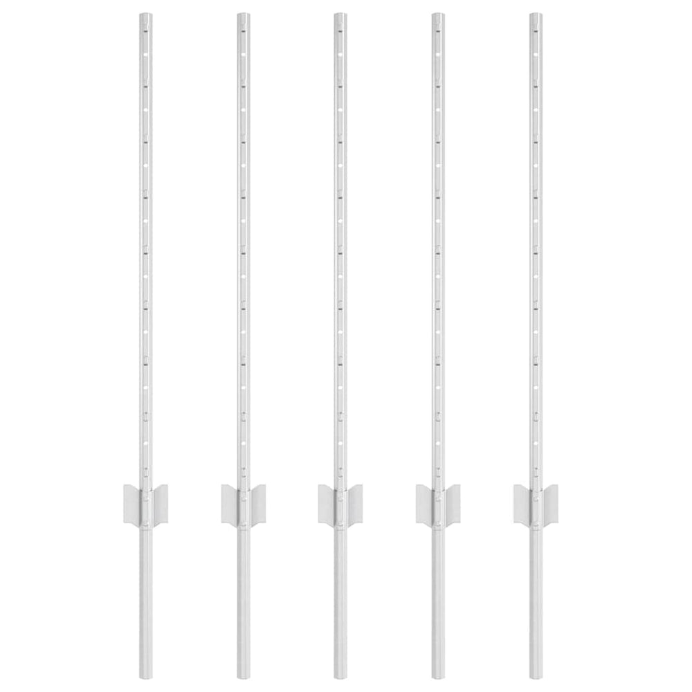Zaunpfosten Silber 80 cm, 5er-Set