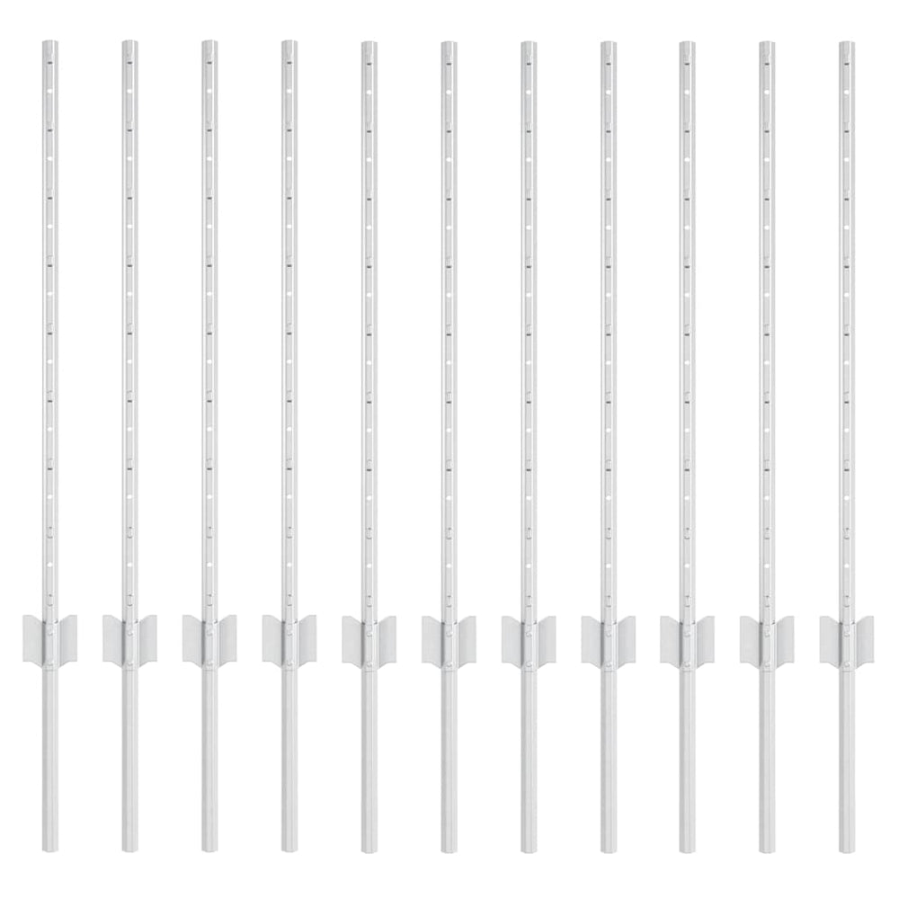 Zaunpfosten Silber 80cm, 11er Set
