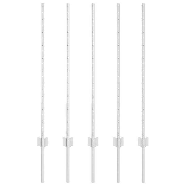 Zaunpfosten Silber Stahl 100cm 5er-Set