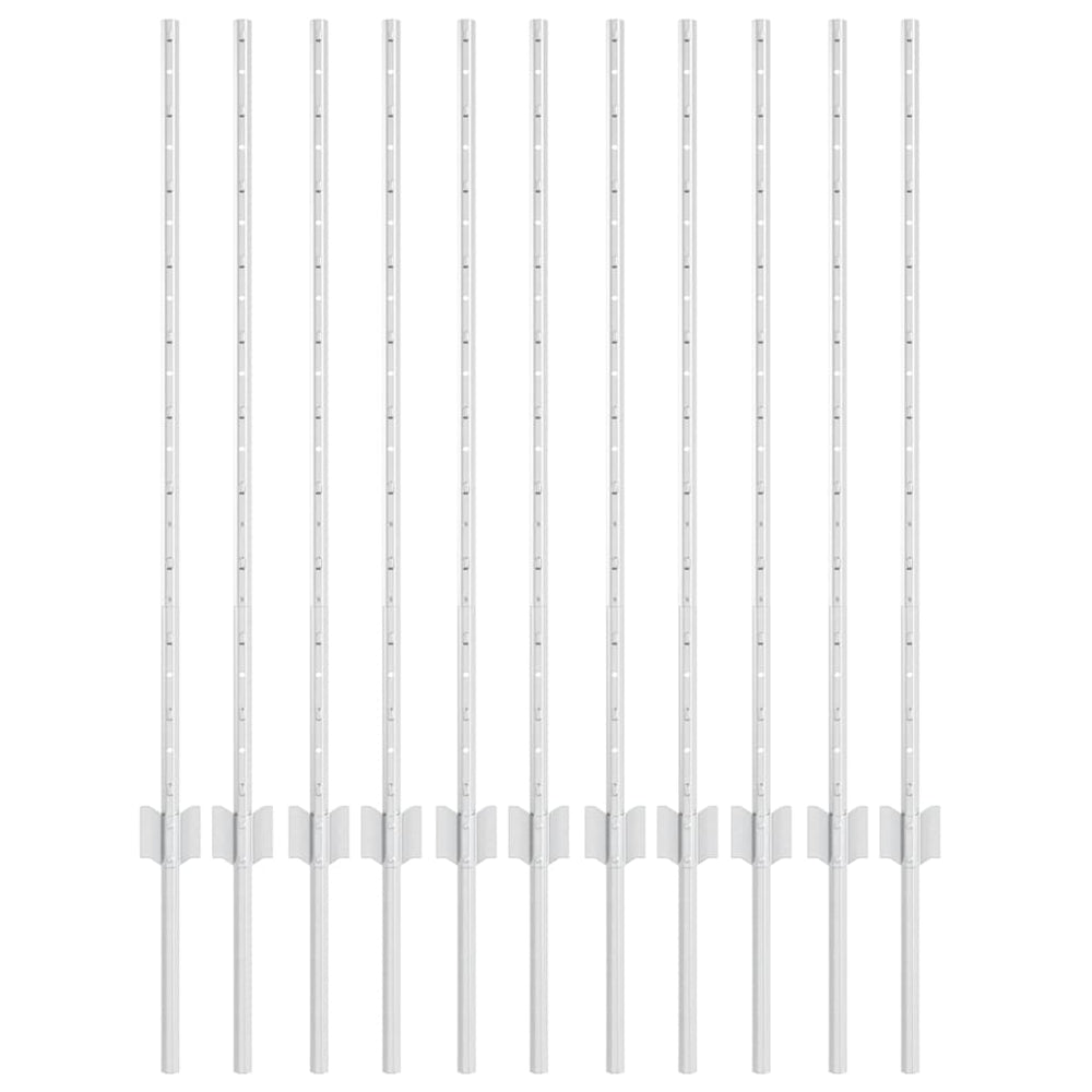 Zaunpfosten Silber Stahl 100 cm 11er-Set