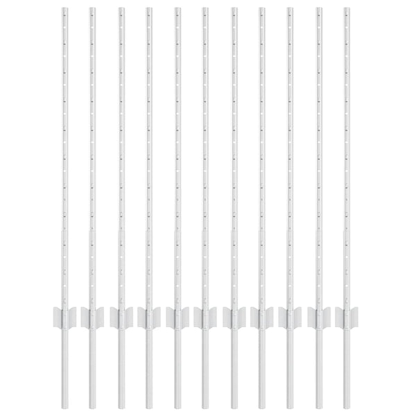 Zaunpfosten Silber Stahl 100 cm 11er-Set