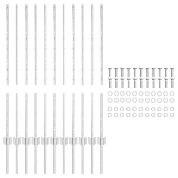 Zaunpfosten Silber Stahl 100 cm 11er-Set
