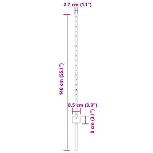 Zaunpfosten Silber Stahl 100 cm 11er-Set