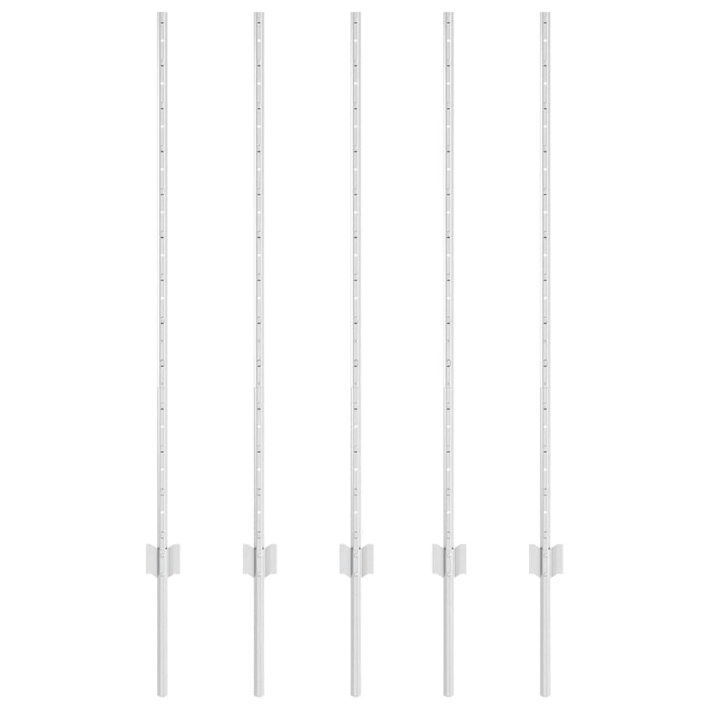 Zaunpfosten Silber Stahl 120cm 5er Set