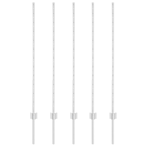 Zaunpfosten Silber Stahl 120cm 5er Set