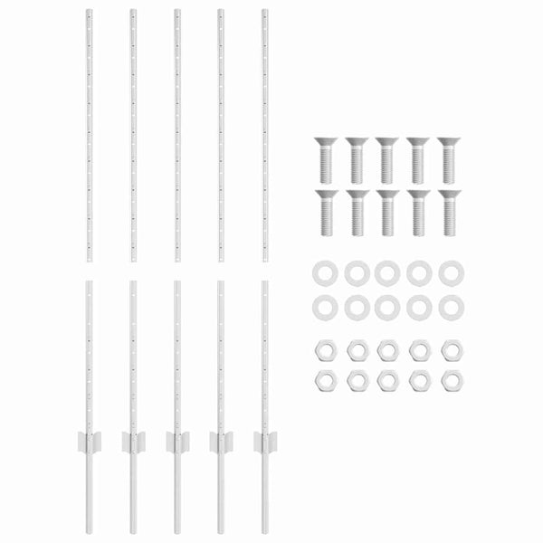 Zaunpfosten Silber Stahl 120cm 5er Set