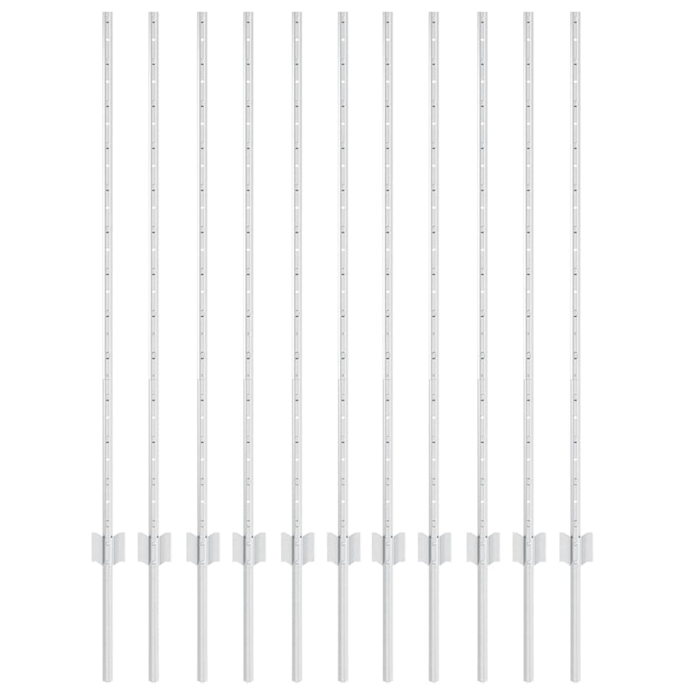 Zaunpfosten Silber Stahl 120 cm 11 Stk.