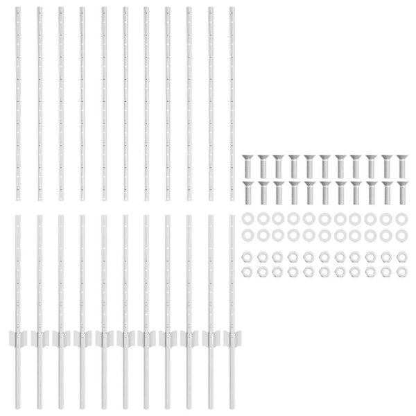 Zaunpfosten Silber Stahl 120 cm 11 Stk.