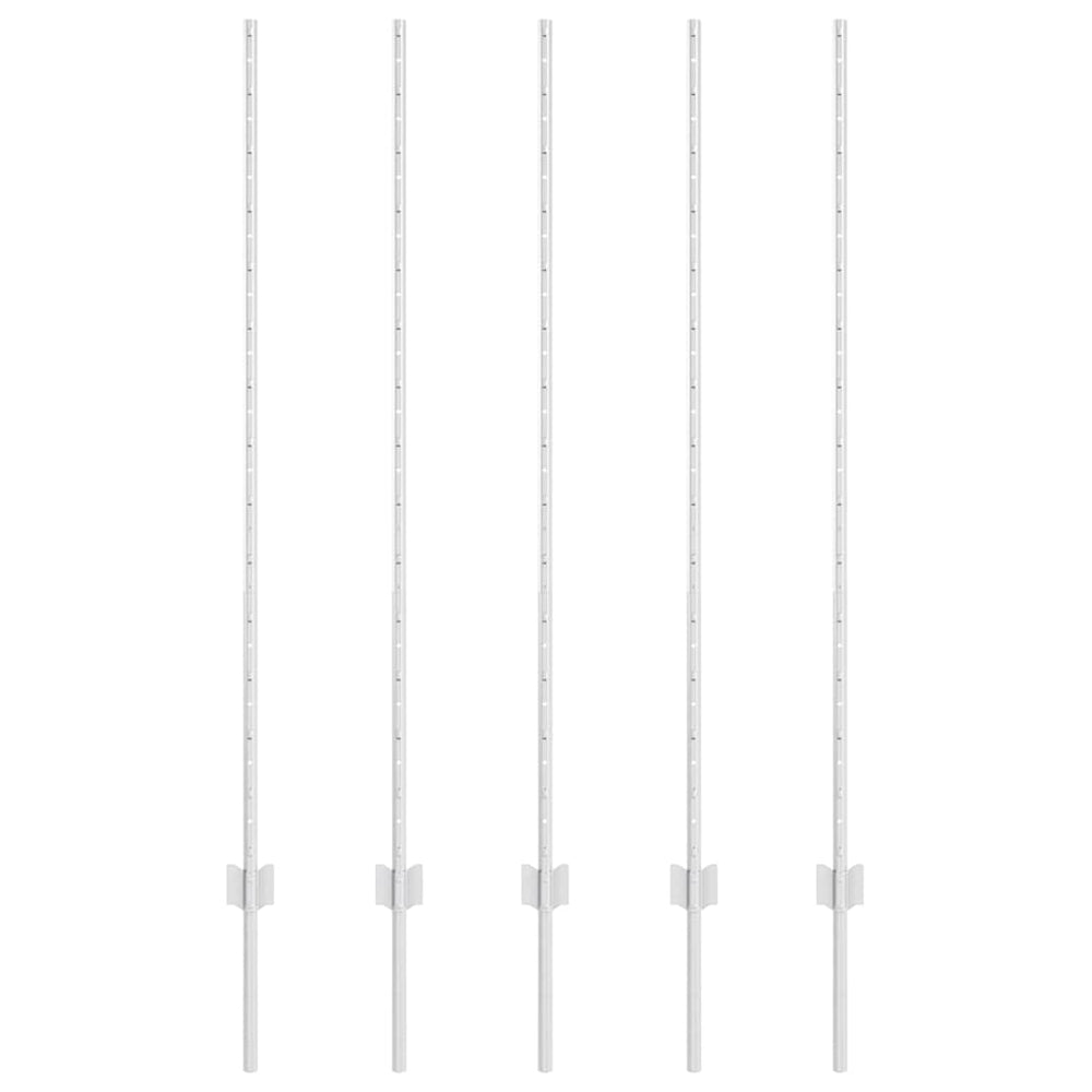 Zaunpfosten Silber 140 cm, 5er Set