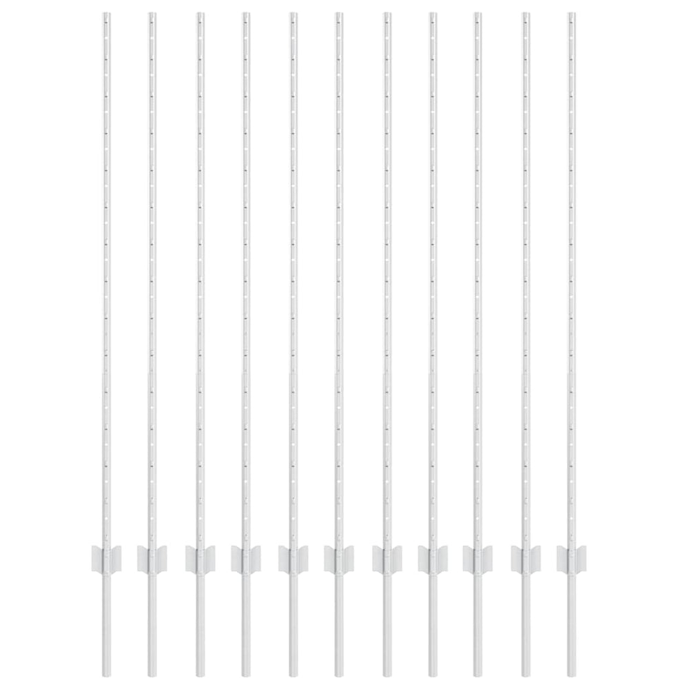Zaunpfosten Silber Stahl 140 cm - 11er Set