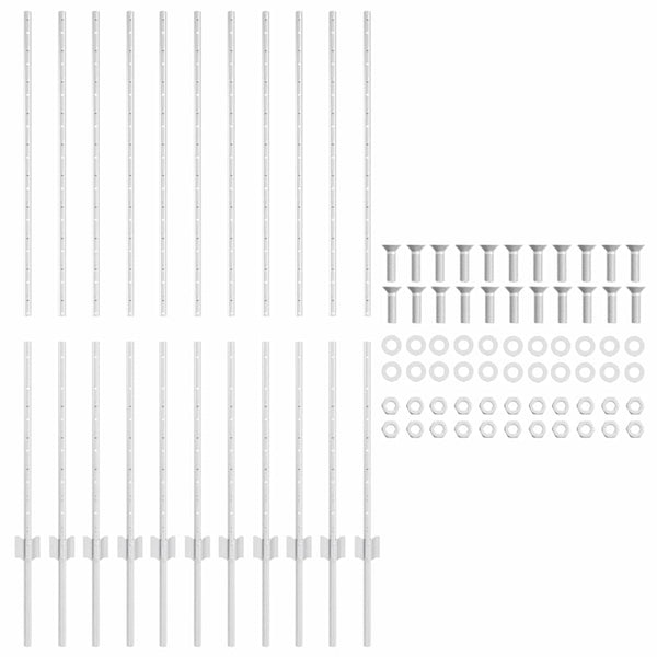 Zaunpfosten Silber Stahl 140 cm - 11er Set