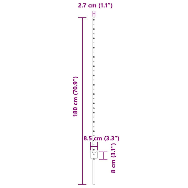 Zaunpfosten Silber Stahl 140 cm - 11er Set
