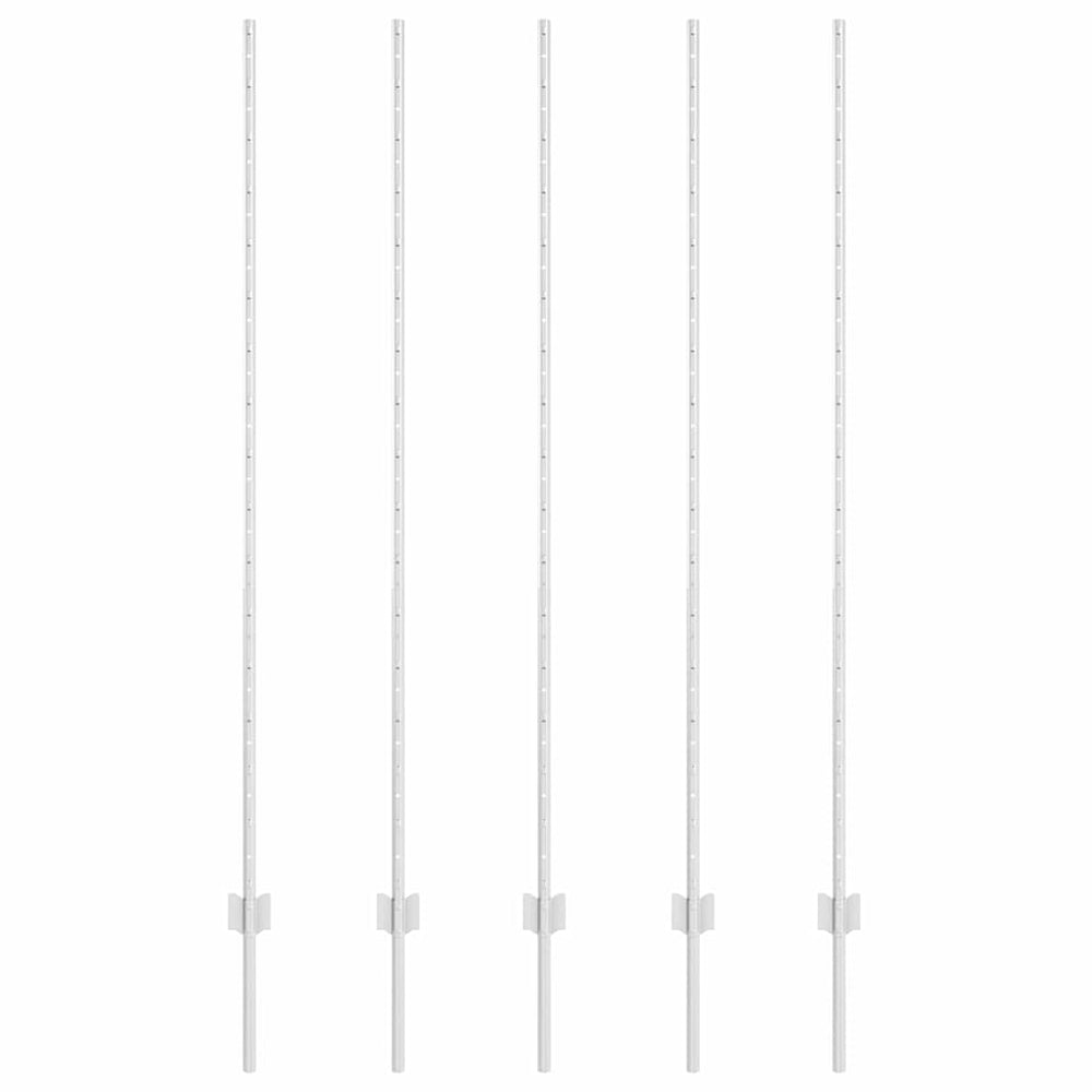 Zaunpfosten Silber 150 cm Stahl - 5er Set