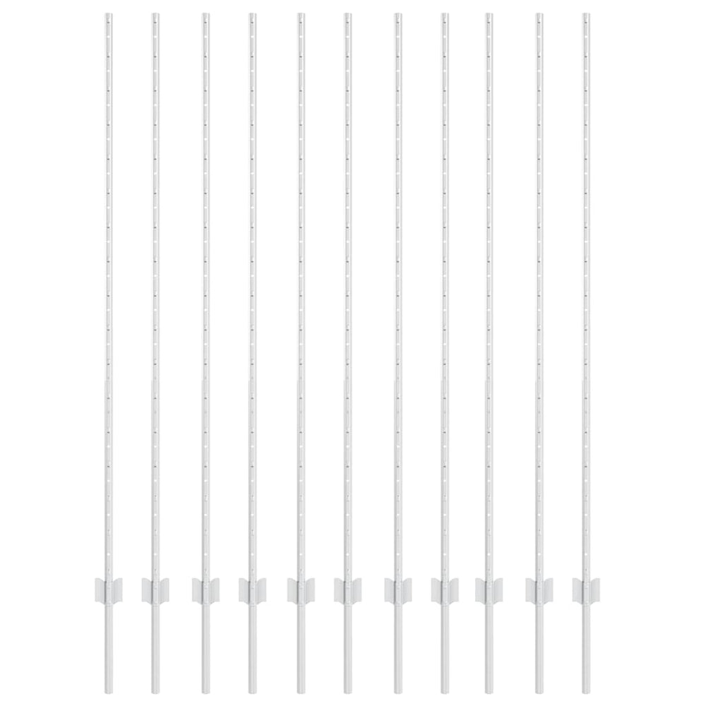 Zaunpfosten Stahl Silber 160cm 11er Set