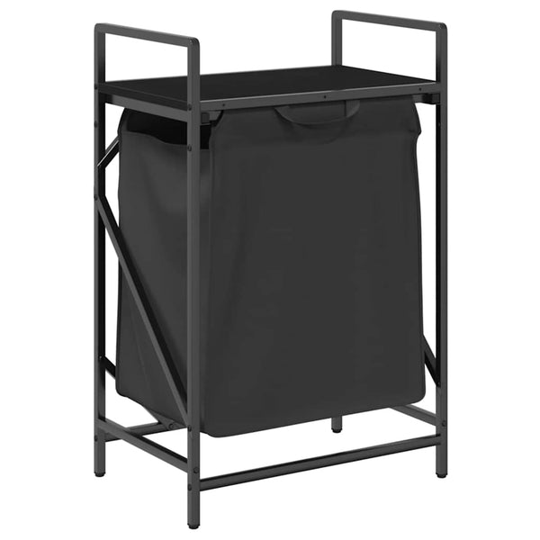 vidaXL Laundry Basket 1 Compartment with Shelf Black Oak Look