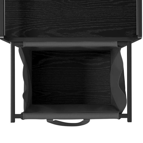 vidaXL Laundry Basket 1 Compartment with Shelf Black Oak Look