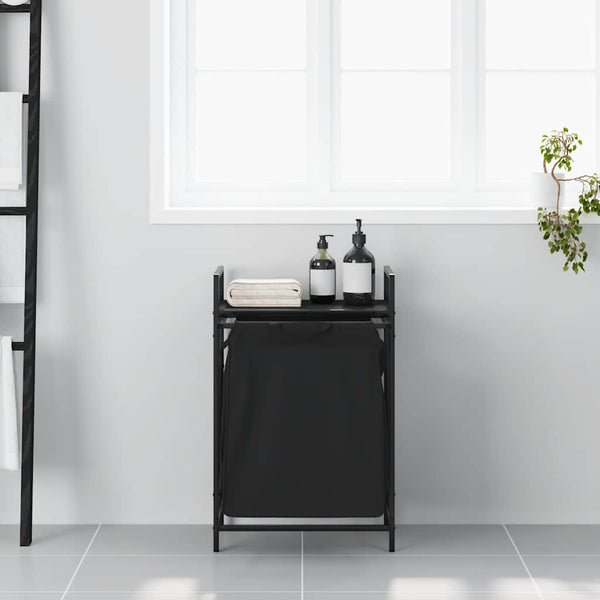 vidaXL Laundry Basket 1 Compartment with Shelf Black Oak Look