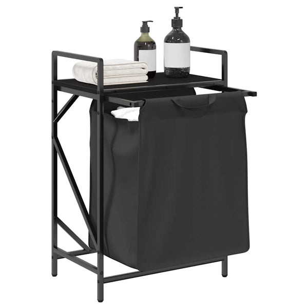 vidaXL Laundry Basket 1 Compartment with Shelf Black Oak Look
