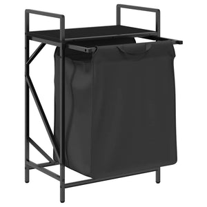 vidaXL Laundry Basket 1 Compartment with Shelf Black Oak Look