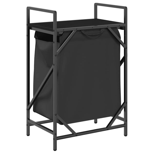vidaXL Laundry Basket 1 Compartment with Shelf Black Oak Look