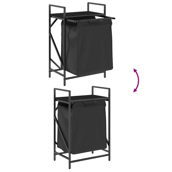 vidaXL Laundry Basket 1 Compartment with Shelf Black Oak Look