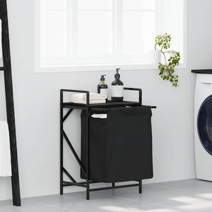 vidaXL Laundry Basket 1 Compartment with Shelf Black Oak Look