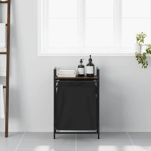 vidaXL Laundry Basket with Shelf Brown Oak Look