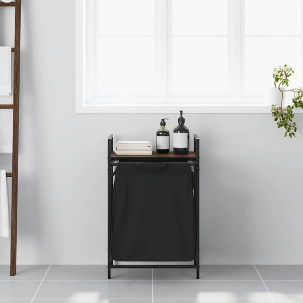 vidaXL Laundry Basket with Shelf Brown Oak Look