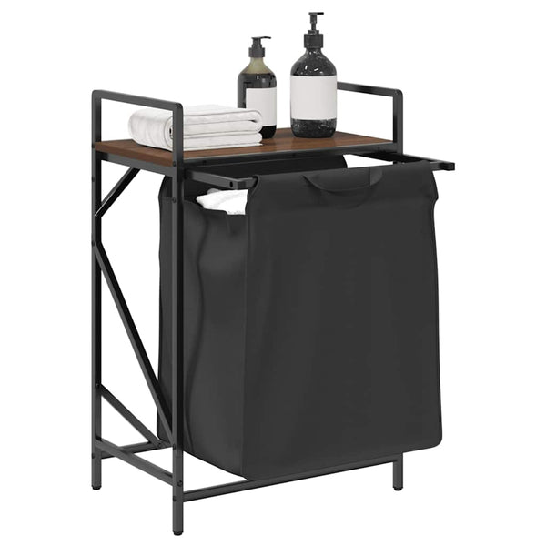 vidaXL Laundry Basket with Shelf Brown Oak Look