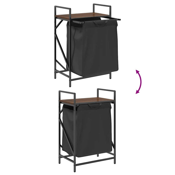 vidaXL Laundry Basket with Shelf Brown Oak Look