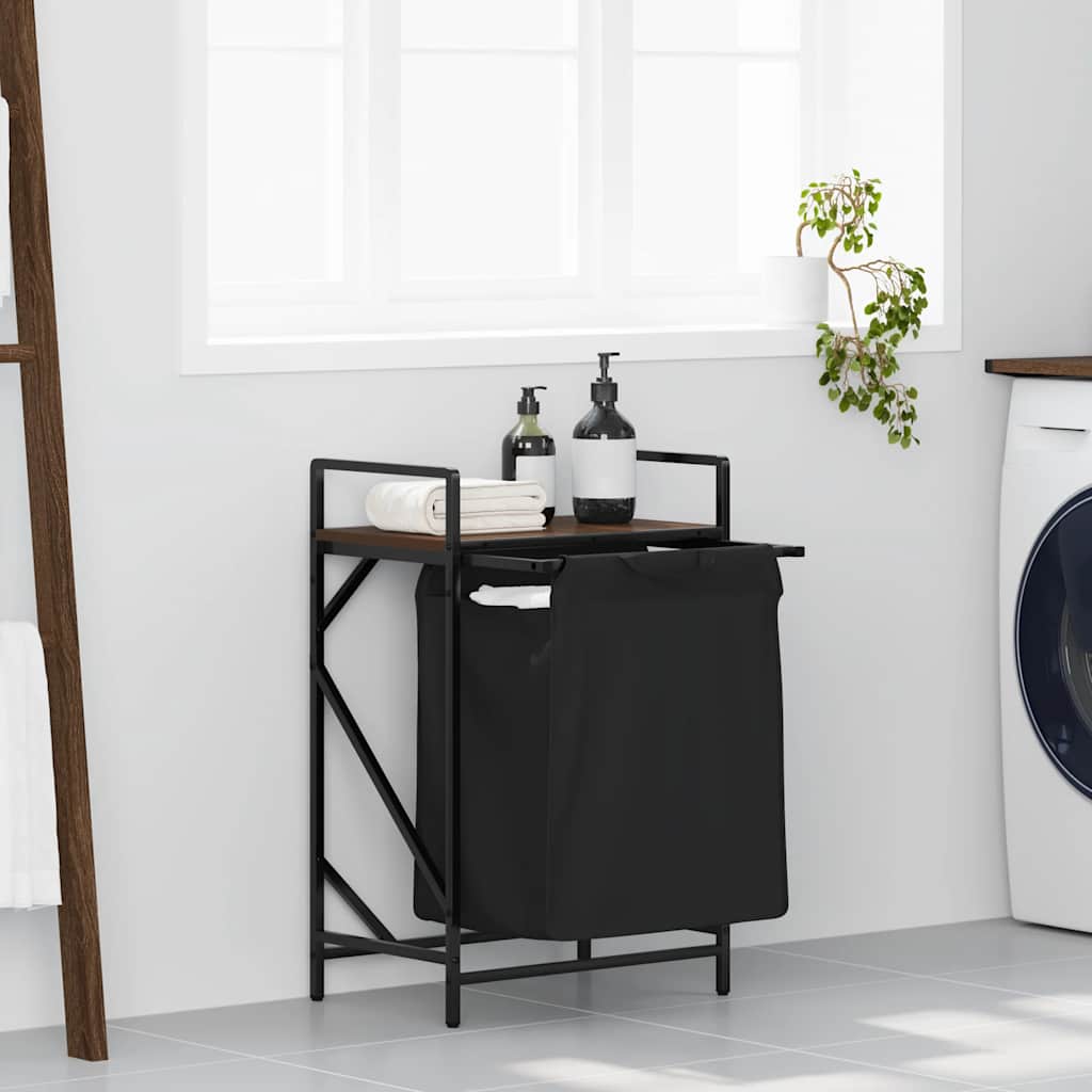 vidaXL Laundry Basket with Shelf Brown Oak Look