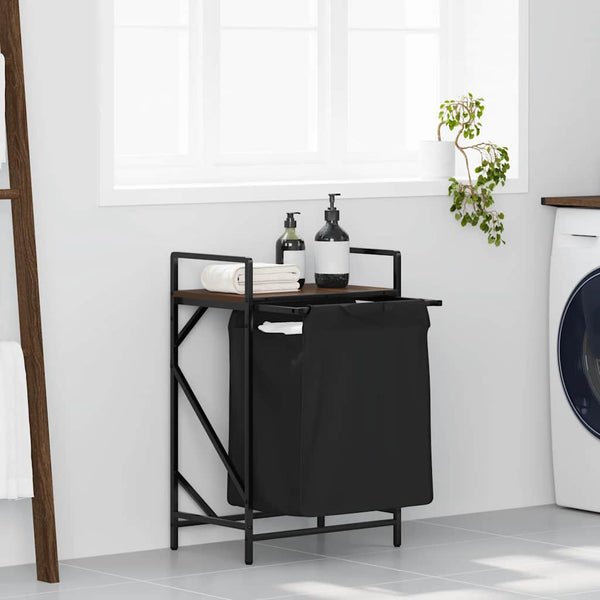 vidaXL Laundry Basket with Shelf Brown Oak Look