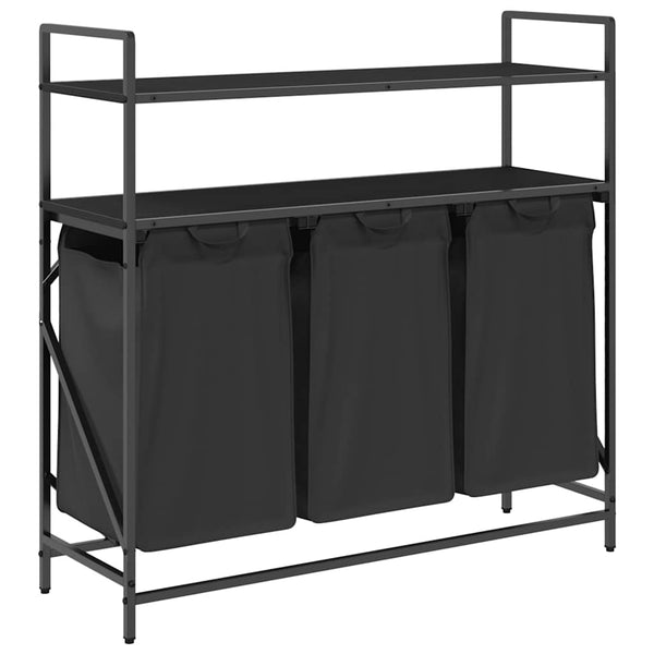 vidaXL Panier à linge à 3 compartiments avec étagères Chêne noir