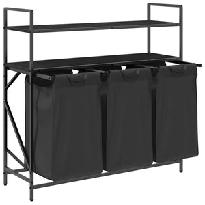 vidaXL Panier à linge à 3 compartiments avec étagères Chêne noir