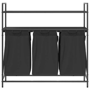 vidaXL Panier à linge à 3 compartiments avec étagères Chêne noir