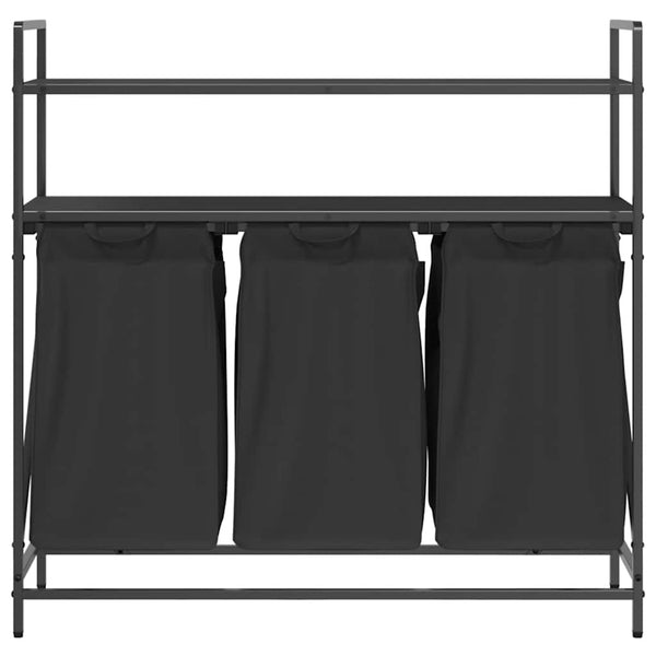vidaXL Panier à linge à 3 compartiments avec étagères Chêne noir