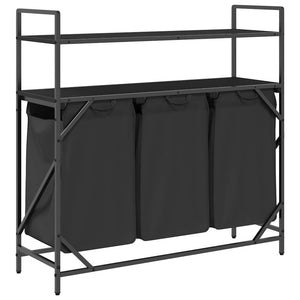 vidaXL Panier à linge à 3 compartiments avec étagères Chêne noir