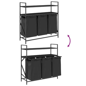 vidaXL Panier à linge à 3 compartiments avec étagères Chêne noir