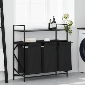 vidaXL Panier à linge à 3 compartiments avec étagères Chêne noir