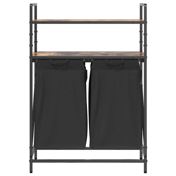 vidaXL Panier à linge 2 compartiments avec étagères Chêne fumé