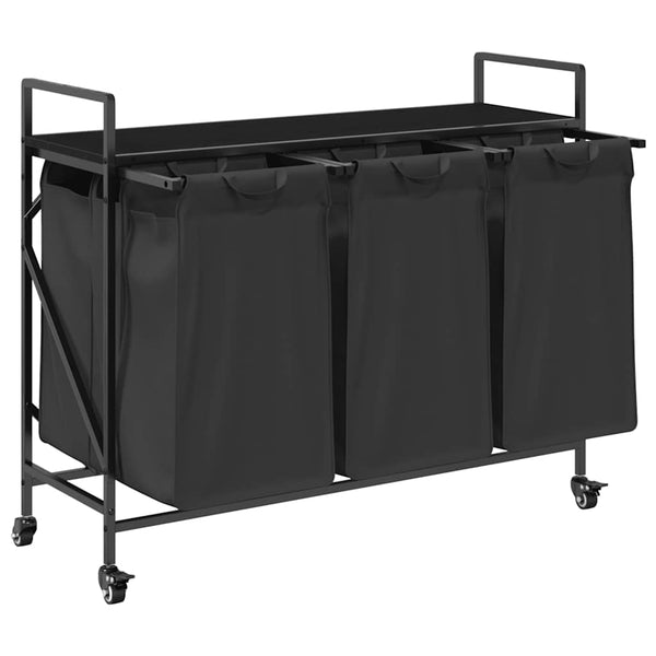 Wäschekorb 3 Fächer Schwarze Eiche