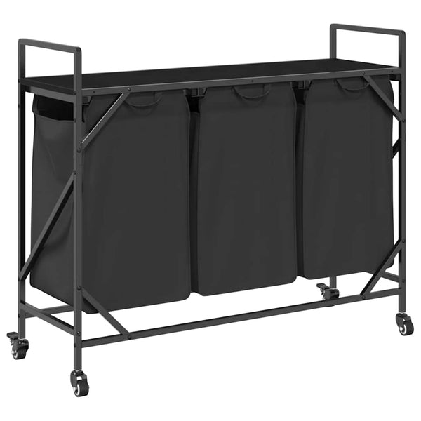 Wäschekorb 3 Fächer Schwarze Eiche