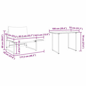 Anthrazit Stahl Gartenmöbel Set 2-teilig