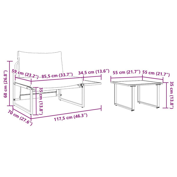 Gartensofa Set 2-teilig Anthrazit