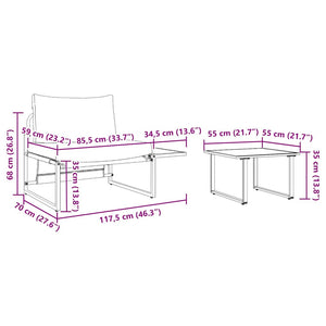 2-teiliges Gartensofa-Set Taupe Stahl